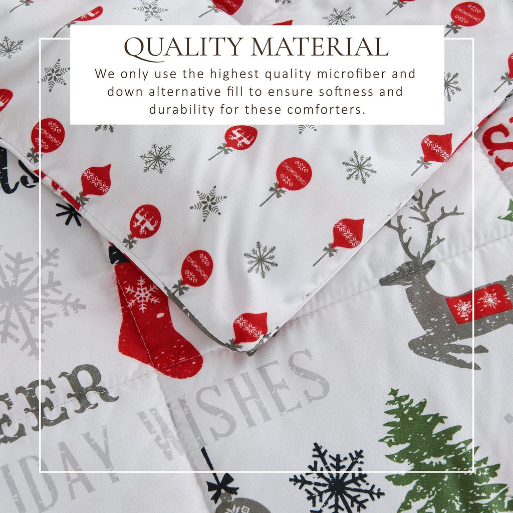 Reversible Christmas Comforter and Sham Set - Holiday / Lodge Odette Collection
