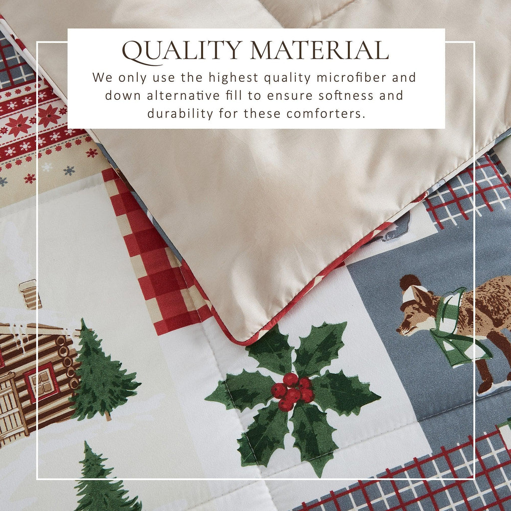 Reversible Christmas Comforter and Sham Set - Holiday / Lodge Odette Collection