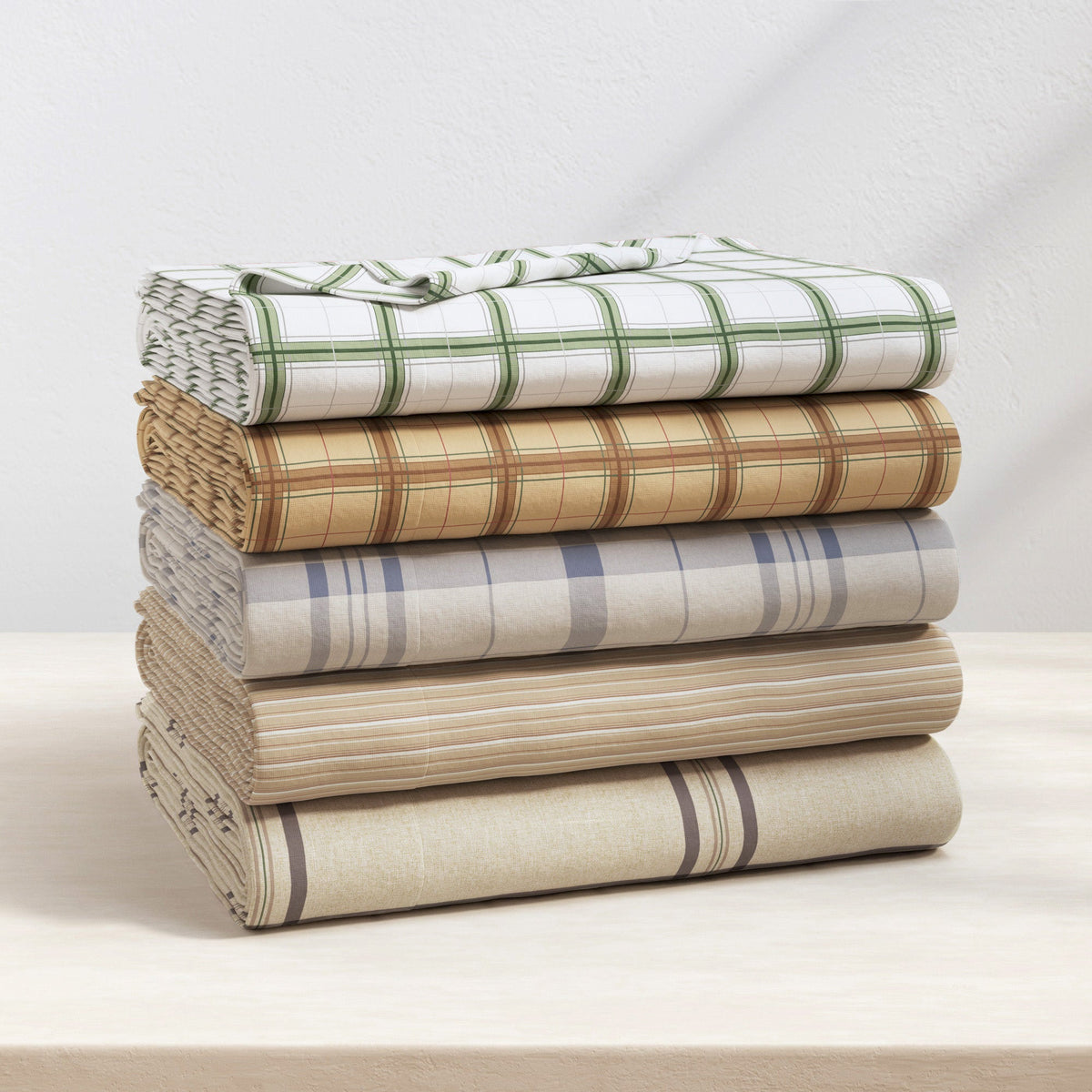 Turkish Cotton Flannel Sheet Set - Plaid & Stripe Collection