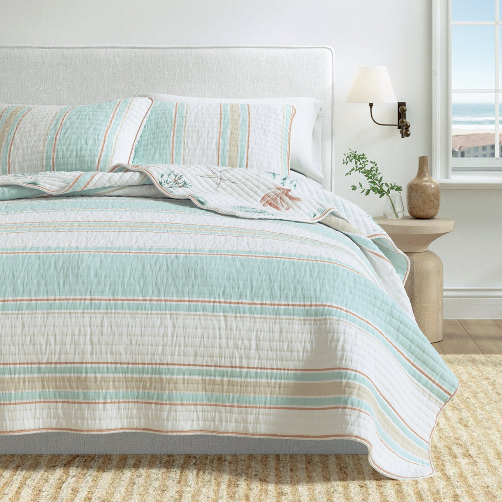 Coastal Printed Cotton Quilt Set - St. Augustine Collection