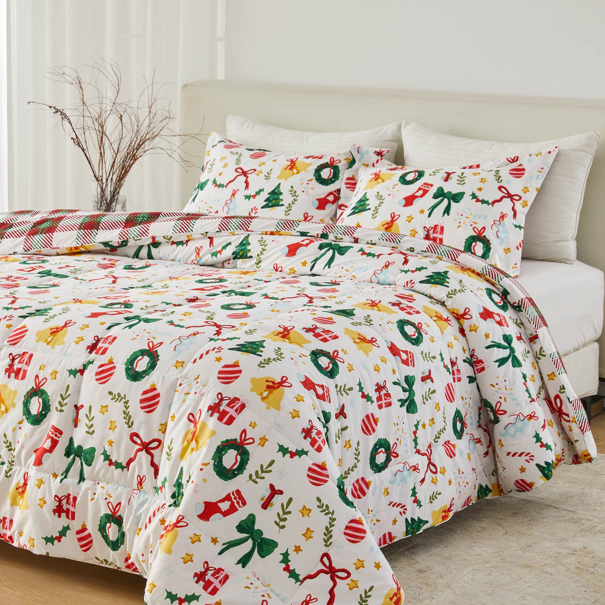 Reversible Christmas Comforter and Sham Set - Holiday / Lodge Odette Collection