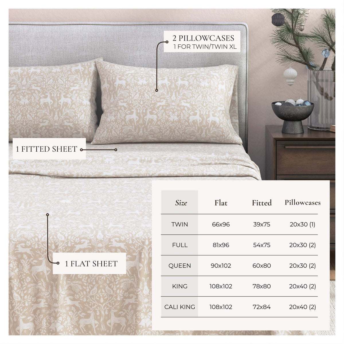 Turkish Cotton Flannel Sheet Set - Elevated Holiday Collection